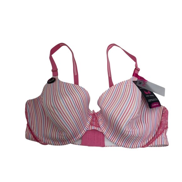 Maidenform One Fab Fit Striped Bra 38D Pink White Adjustable Strap Lightly Lined - Picture 10 of 16